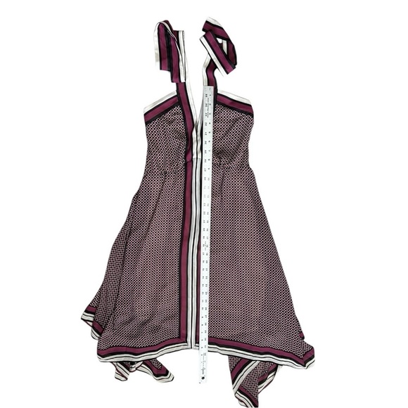 Michael MICHAEL KORS Halter Dress sz S Lined Chiffon Purple Handkerchief Hem - Picture 4 of 10